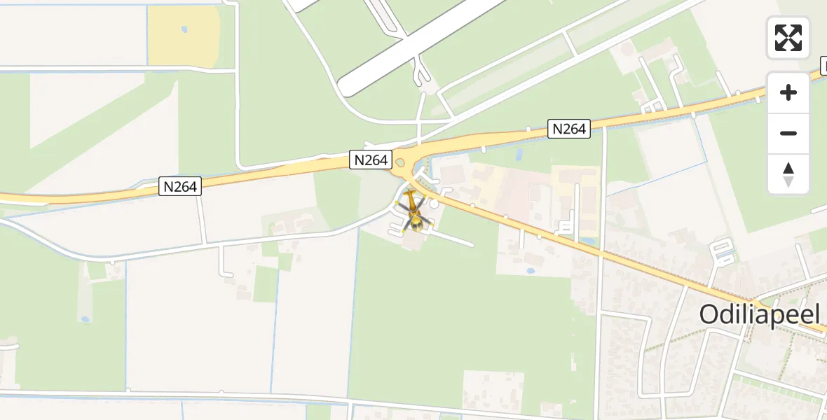 Vluchtroute Traumahelikopter van Vliegbasis Volkel naar Vliegbasis Volkel