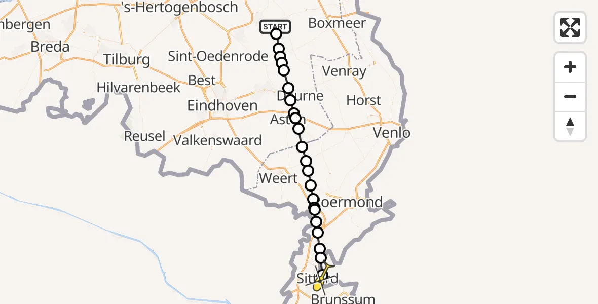 Routekaart van de vlucht: Lifeliner 3 naar Sittard