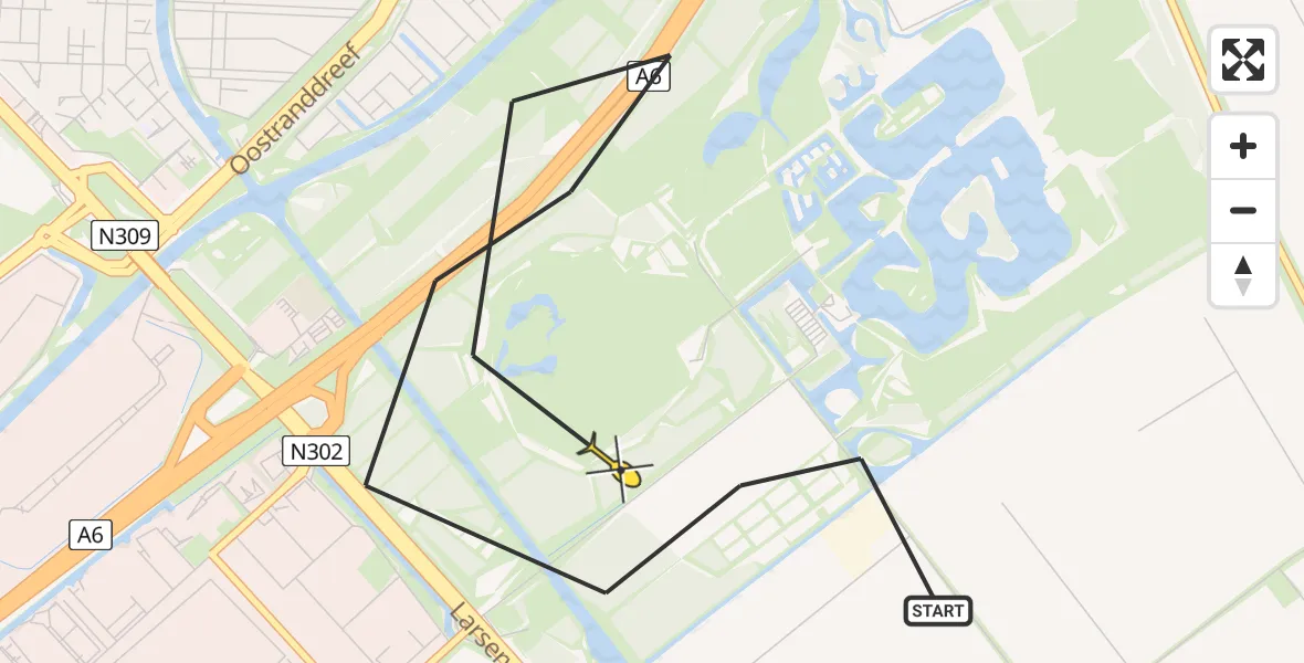 Routekaart van de vlucht: Ambulancehelikopter naar Lelystad