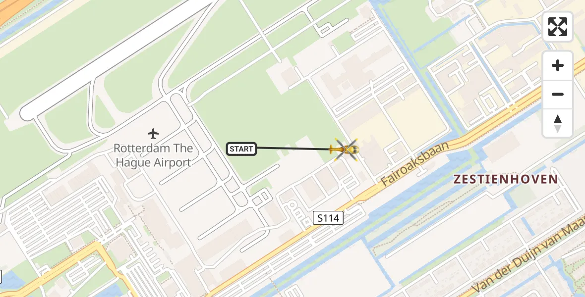 Vluchtroute Traumahelikopter Rotterdam The Hague Airport - Rotterdam The Hague Airport, 12 januari 2024, 15:40