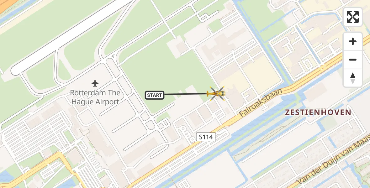 Vluchtroute Traumahelikopter Rotterdam The Hague Airport - Rotterdam The Hague Airport, 12 januari 2024, 16:24