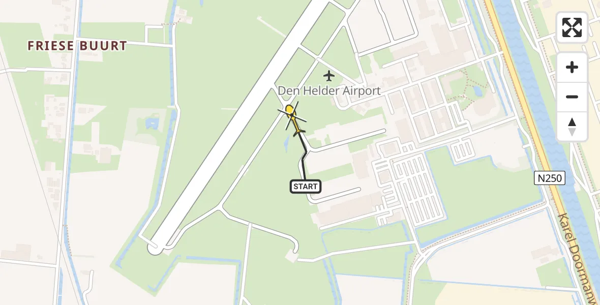 Vluchtroute  van Vliegveld De Kooy naar Vliegveld De Kooy