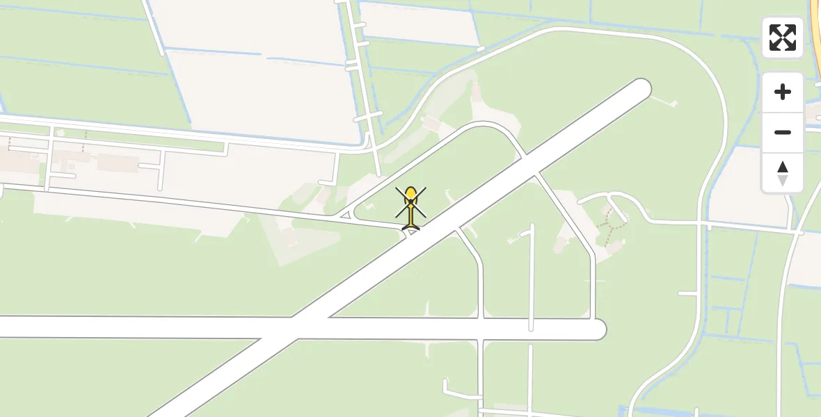 Vluchtroute Ambulancehelikopter van Vliegbasis Leeuwarden naar Vliegbasis Leeuwarden