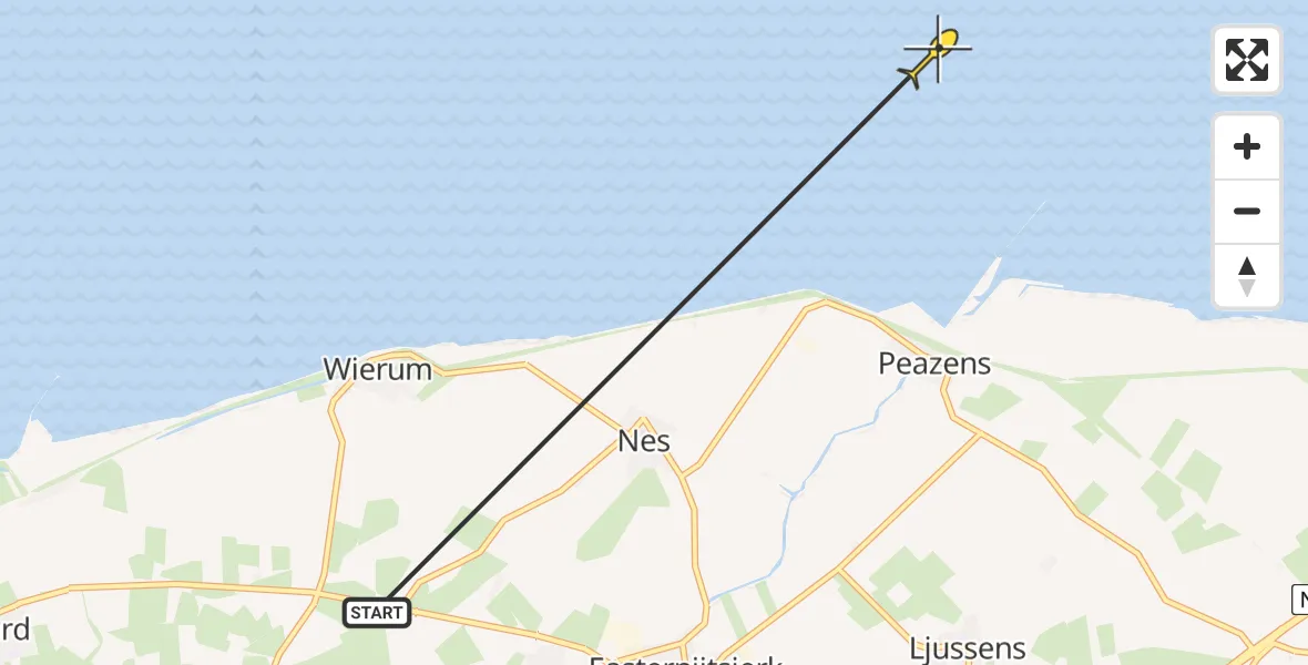 Routekaart van de vlucht: Ambulancehelikopter naar Nes
