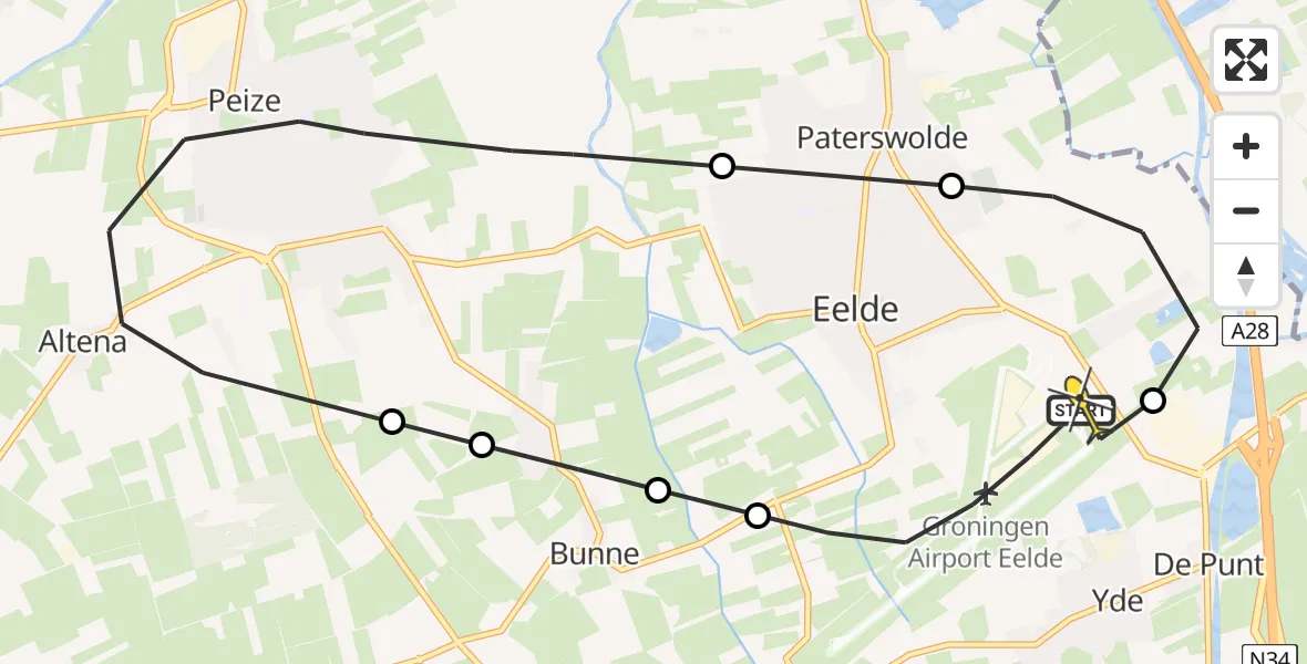 Routekaart van de vlucht: Lifeliner 4 naar Groningen Airport Eelde