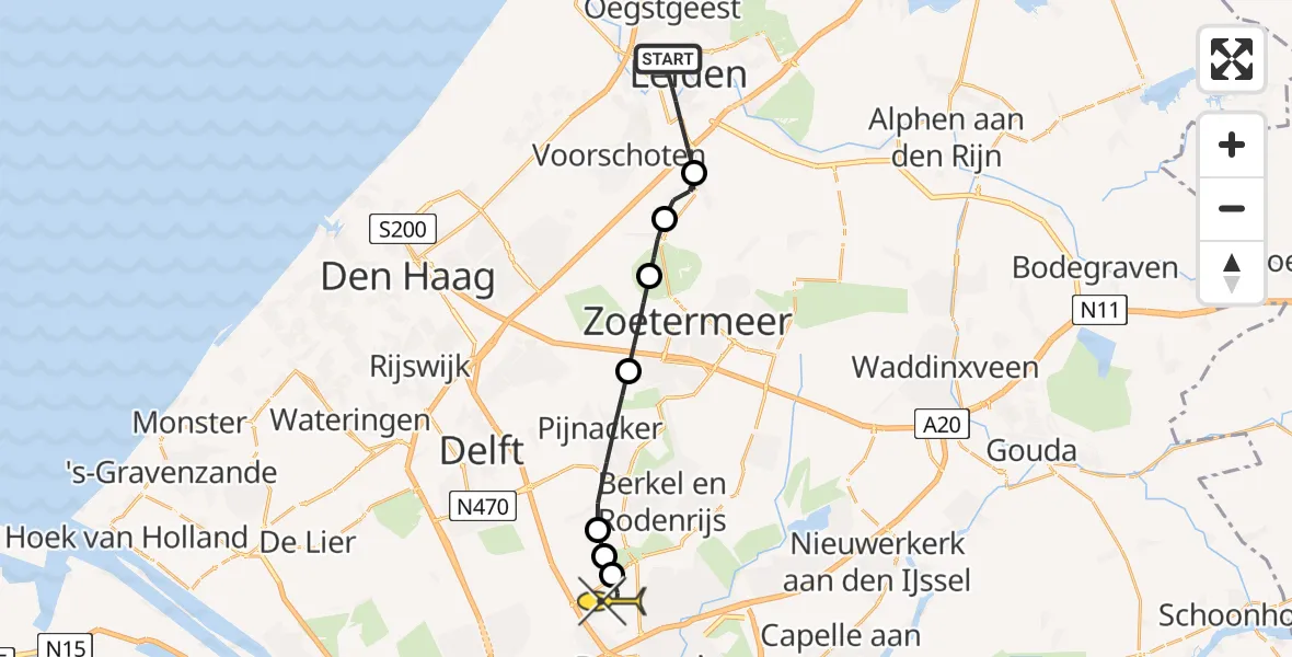 Routekaart van de vlucht: Lifeliner 2 naar Rotterdam The Hague Airport