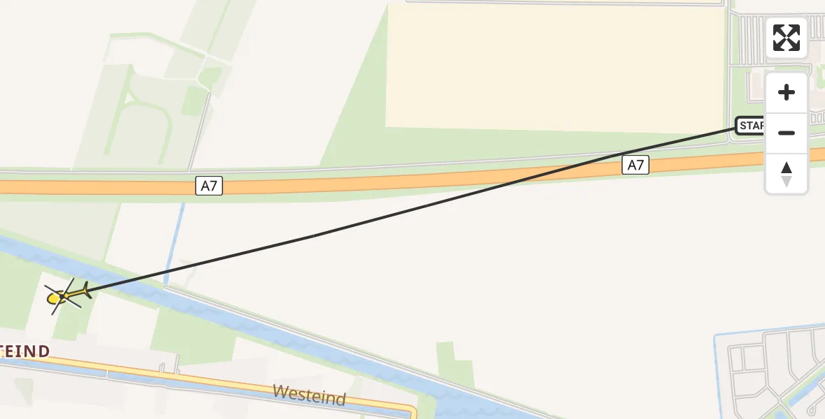 Routekaart van de vlucht: Traumahelikopter naar Zuidbroek