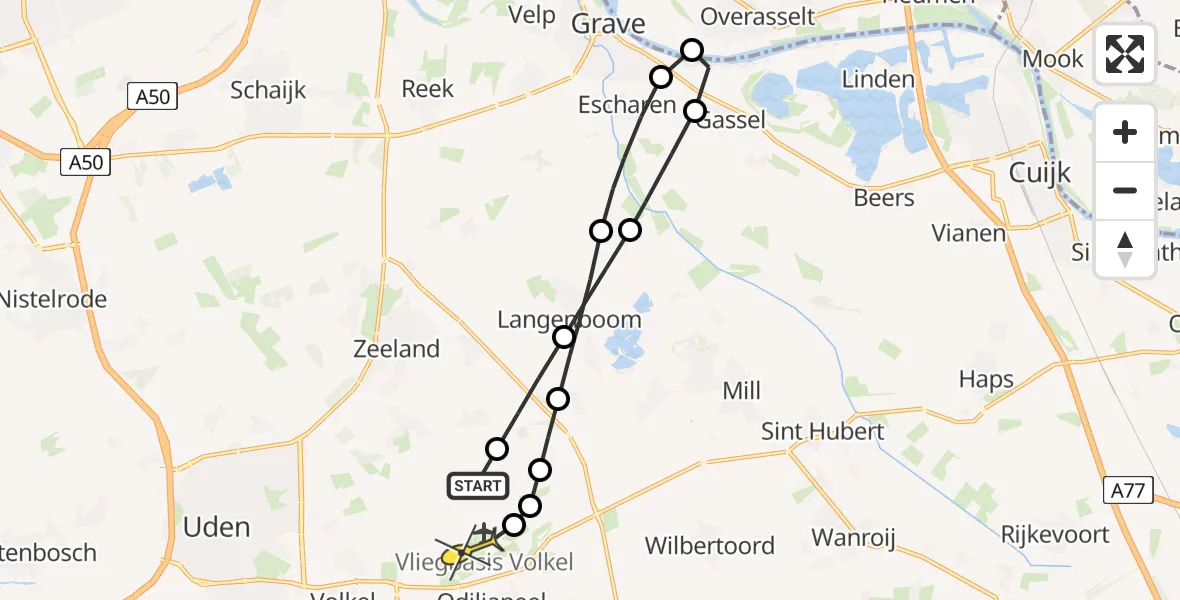 Routekaart van de vlucht: Lifeliner 3 naar Vliegbasis Volkel