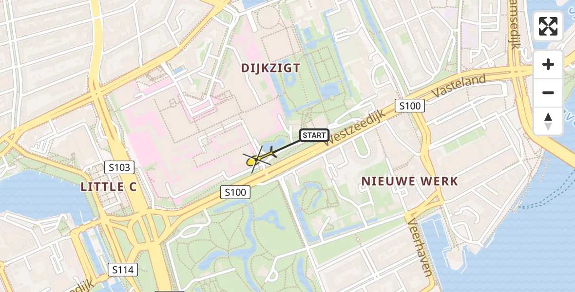 Routekaart van de vlucht: Lifeliner 2 naar Erasmus MC