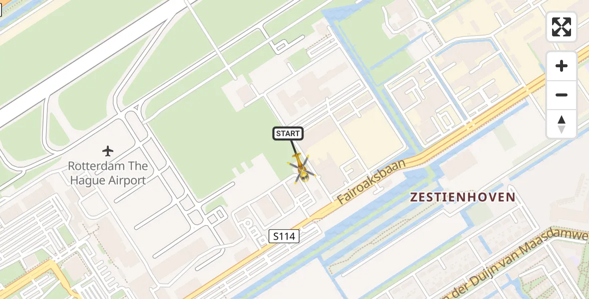 Vluchtroute Traumahelikopter Rotterdam The Hague Airport - Rotterdam The Hague Airport, 13 januari 2024, 13:47