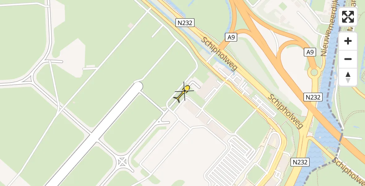 Vluchtroute Politiehelikopter van Schiphol naar Schiphol