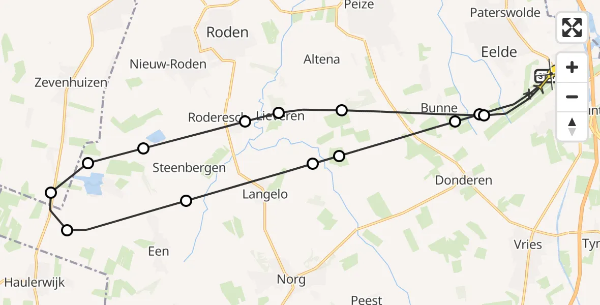 Routekaart van de vlucht: Lifeliner 4 naar Groningen Airport Eelde