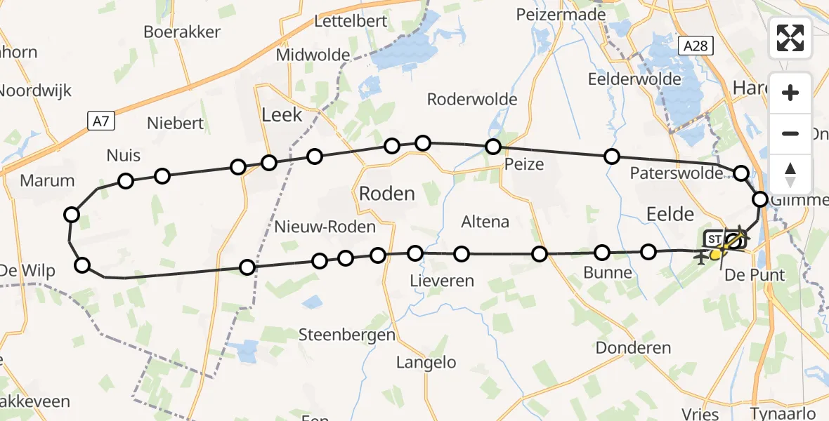 Routekaart van de vlucht: Lifeliner 4 naar Groningen Airport Eelde