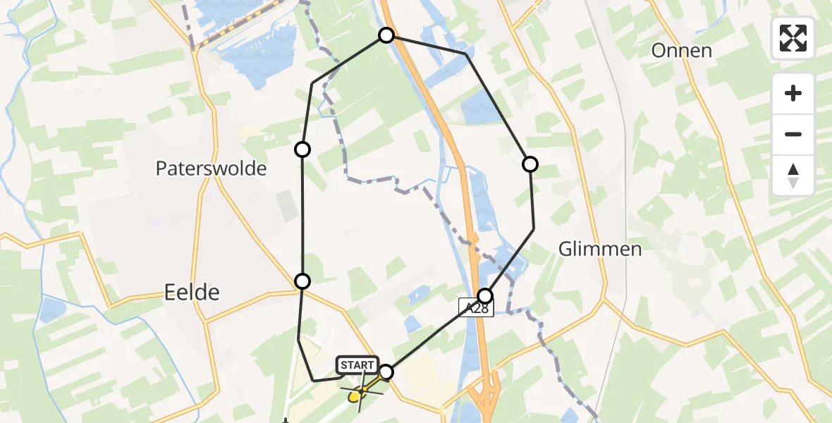 Routekaart van de vlucht: Lifeliner 4 naar Groningen Airport Eelde