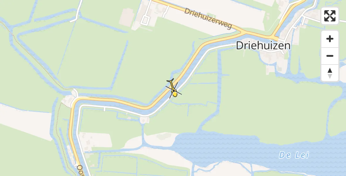Routekaart van de vlucht: Politiehelikopter naar Driehuizen
