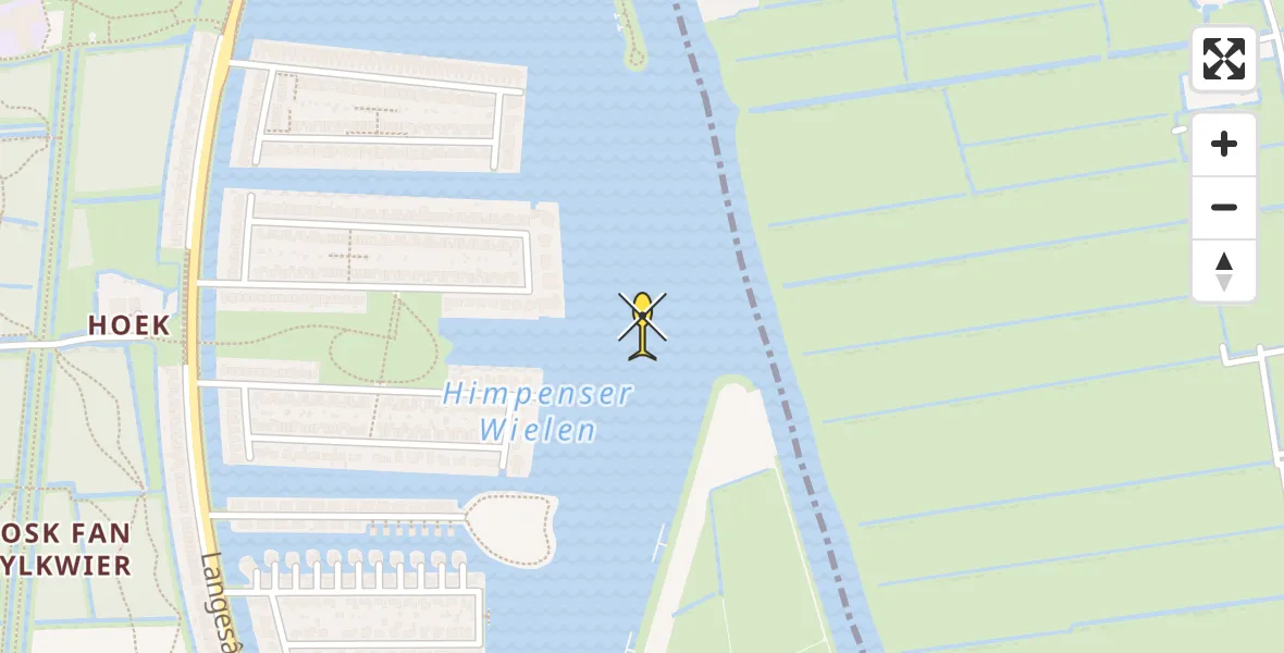 Vluchtroute Ambulancehelikopter van Leeuwarden naar Leeuwarden