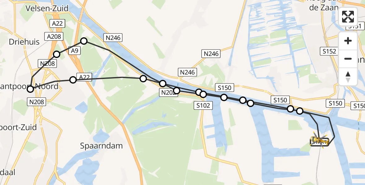 Vluchtroute Traumahelikopter Amsterdam Heliport - Amsterdam Heliport, 14 januari 2024, 11:01