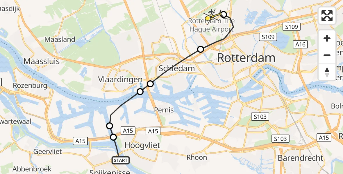 Routekaart van de vlucht: Lifeliner 2 naar Rotterdam The Hague Airport