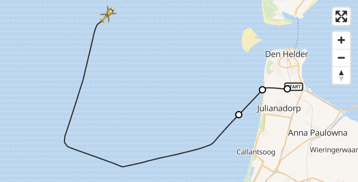 Vluchtroute  Vliegveld De Kooy - , 14 januari 2024, 15:55