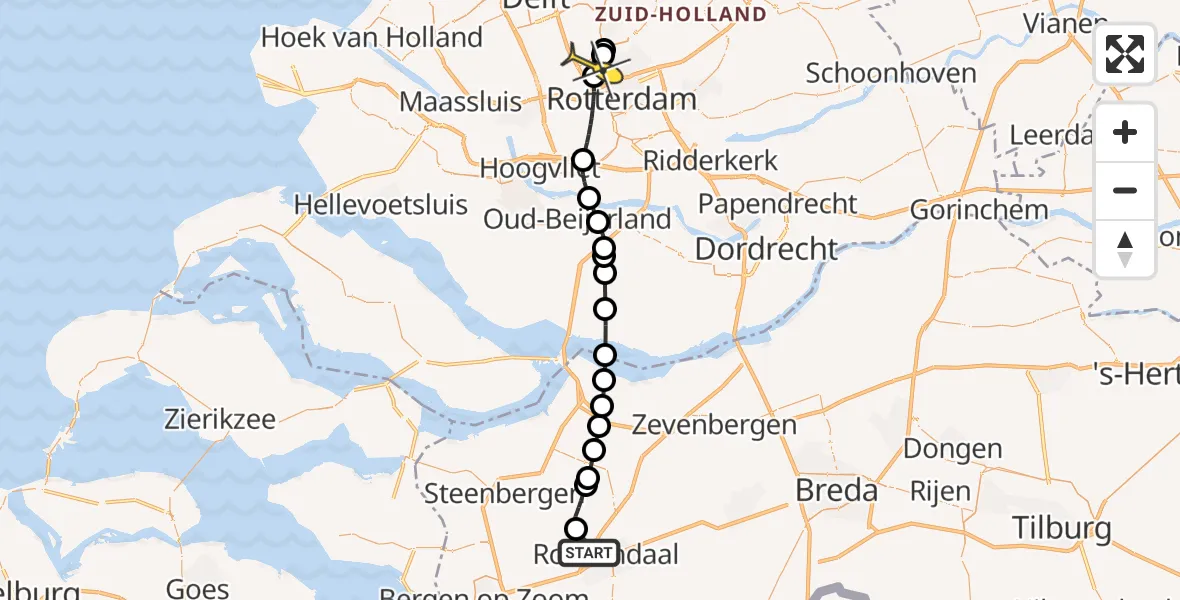 Routekaart van de vlucht: Lifeliner 2 naar Rotterdam The Hague Airport