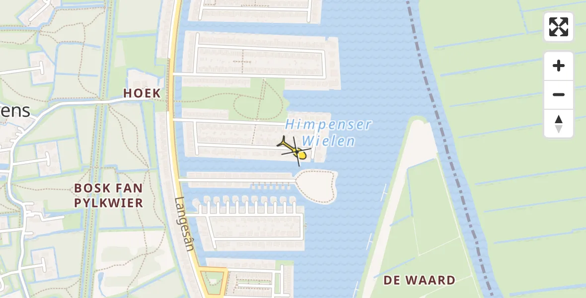 Vluchtroute Ambulancehelikopter van Leeuwarden naar Leeuwarden