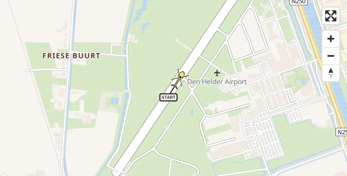 Vluchtroute Politiehelikopter van Vliegveld De Kooy naar Vliegveld De Kooy