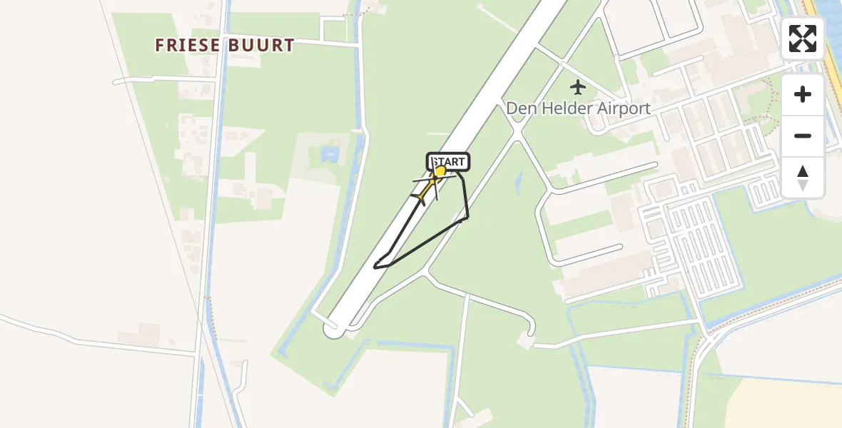 Vluchtroute Politiehelikopter van Vliegveld De Kooy naar Vliegveld De Kooy