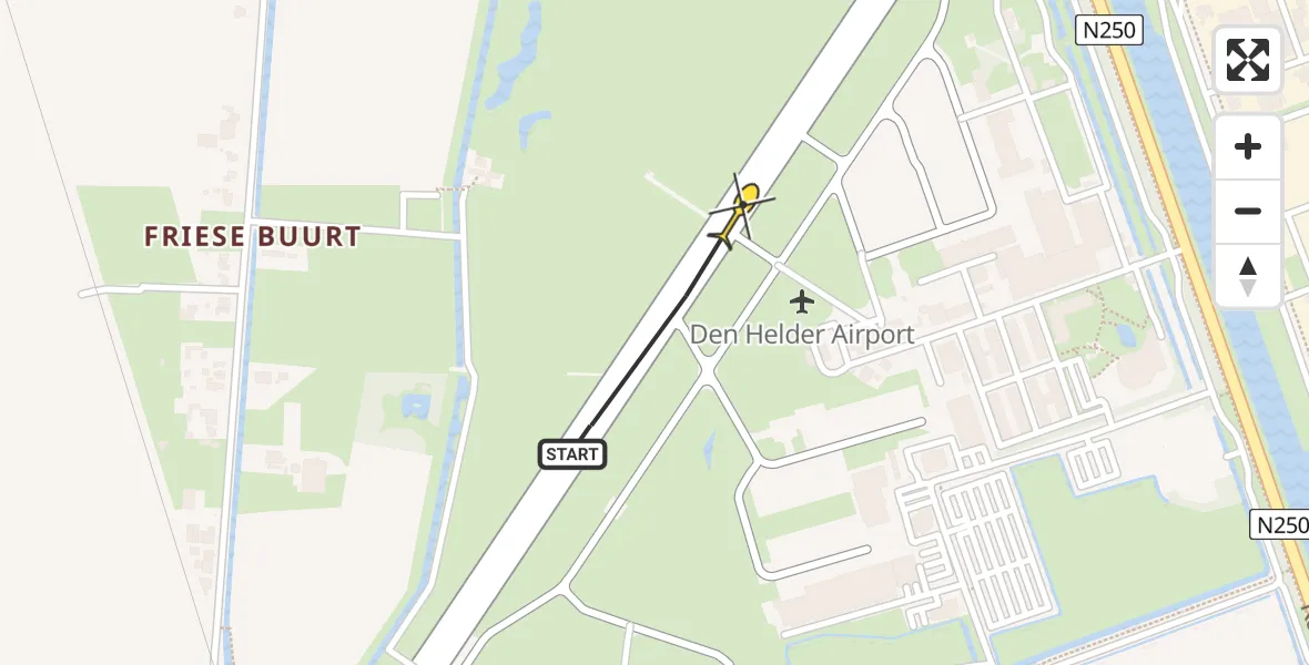 Vluchtroute Politiehelikopter van Vliegveld De Kooy naar Vliegveld De Kooy