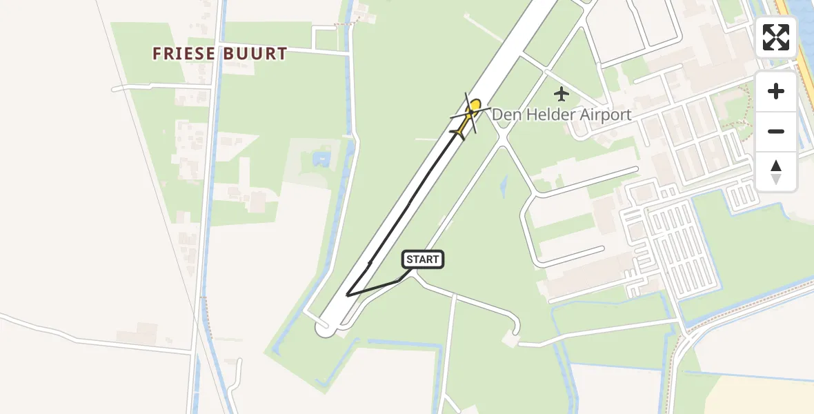 Vluchtroute Politiehelikopter van Vliegveld De Kooy naar Vliegveld De Kooy