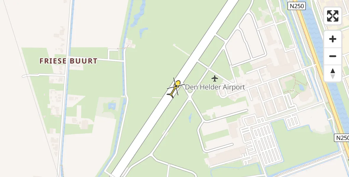 Vluchtroute Politiehelikopter van Vliegveld De Kooy naar Vliegveld De Kooy