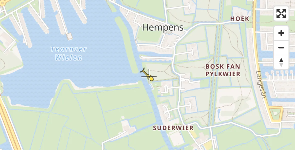 Routekaart van de vlucht: Ambulancehelikopter naar Hempens