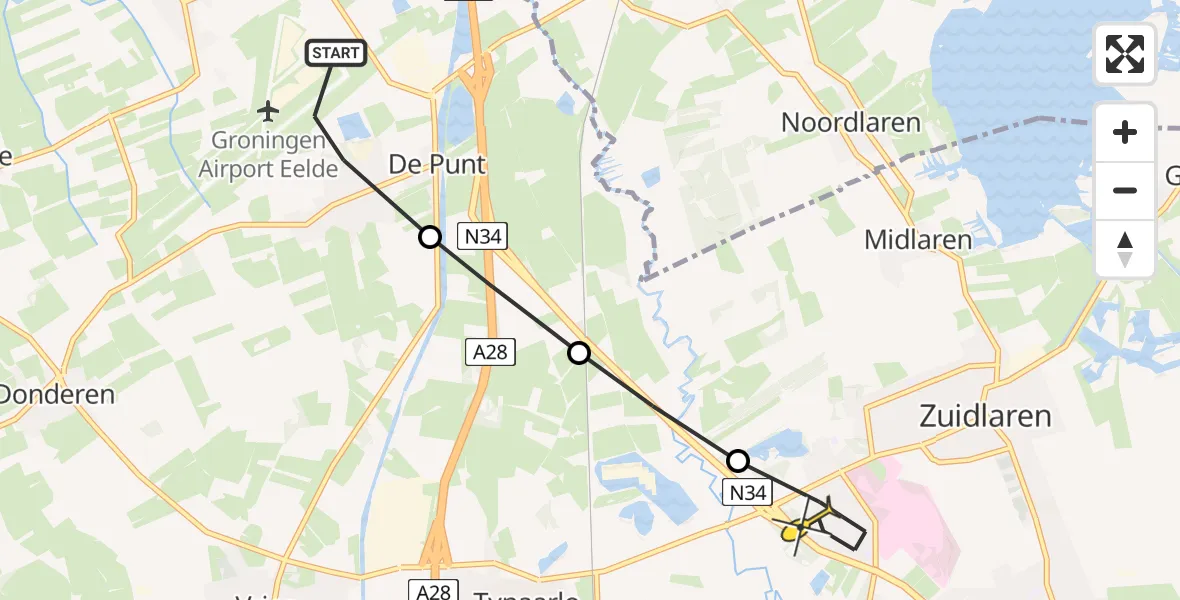 Routekaart van de vlucht: Lifeliner 4 naar Zuidlaren