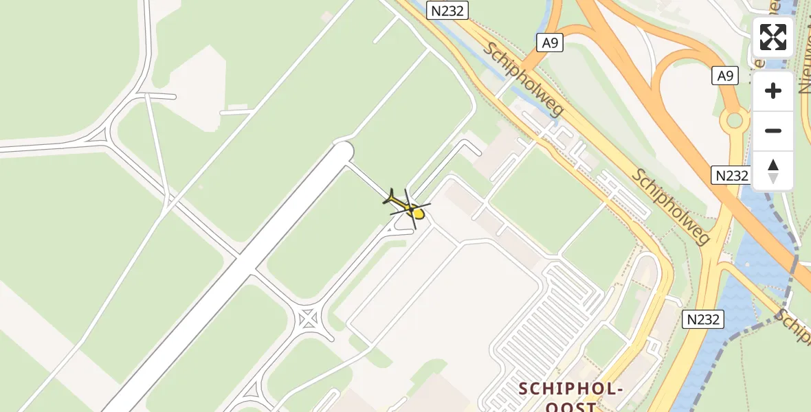 Vluchtroute Politiehelikopter van Schiphol naar Schiphol
