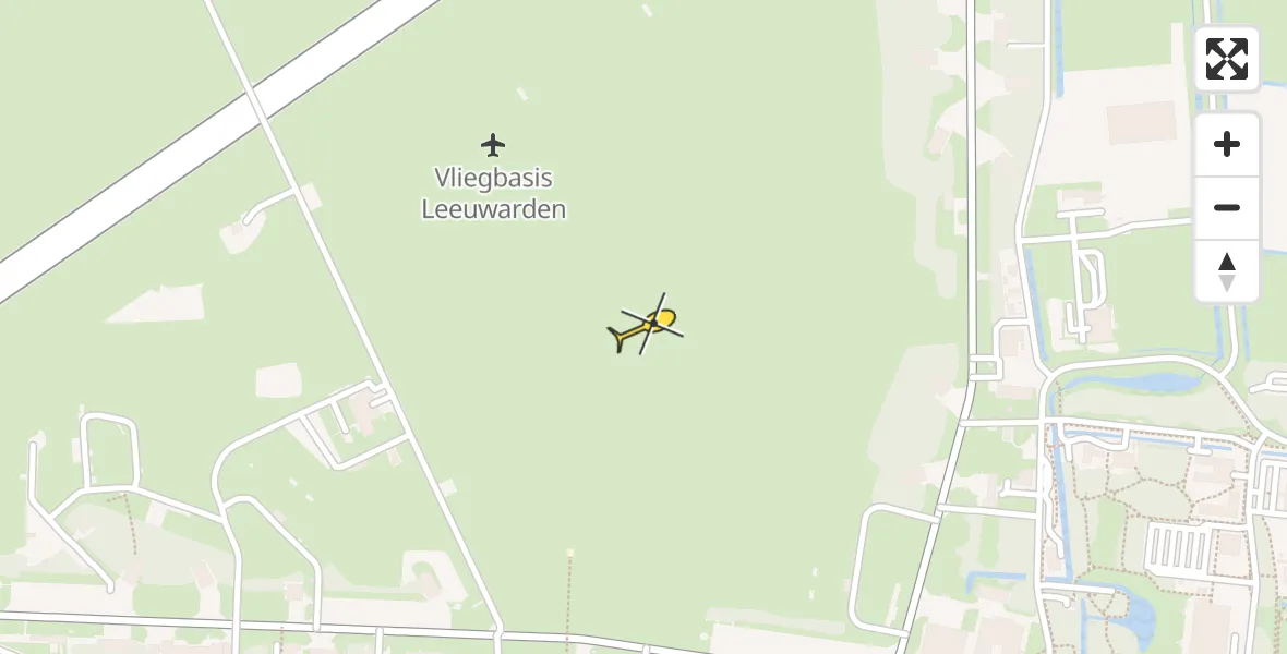 Vluchtroute Ambulancehelikopter van Vliegbasis Leeuwarden naar Vliegbasis Leeuwarden