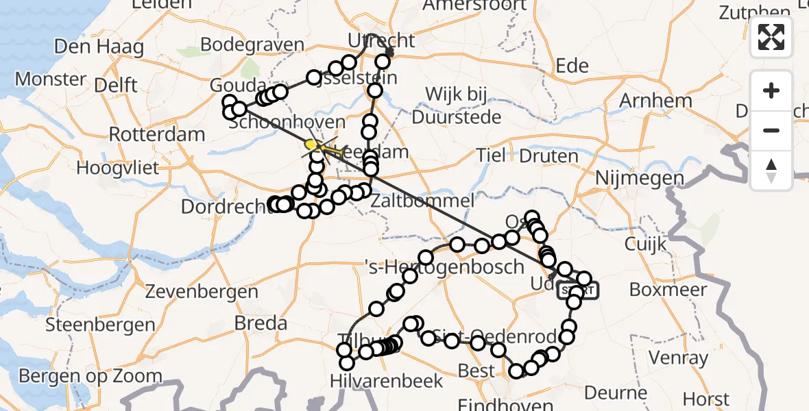 Routekaart van de vlucht: Politieheli naar Noordeloos