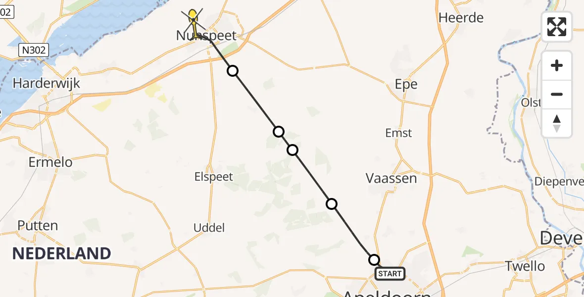 Routekaart van de vlucht: Lifeliner 1 naar Nunspeet