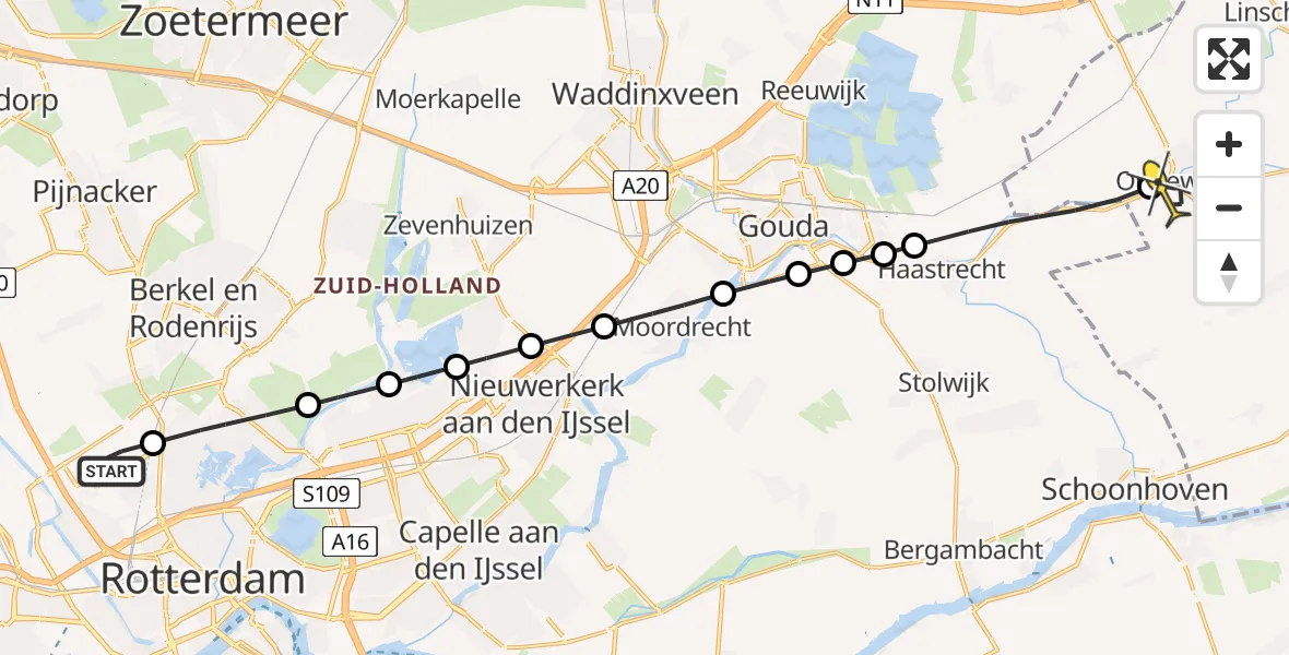 Routekaart van de vlucht: Lifeliner 2 naar Oudewater