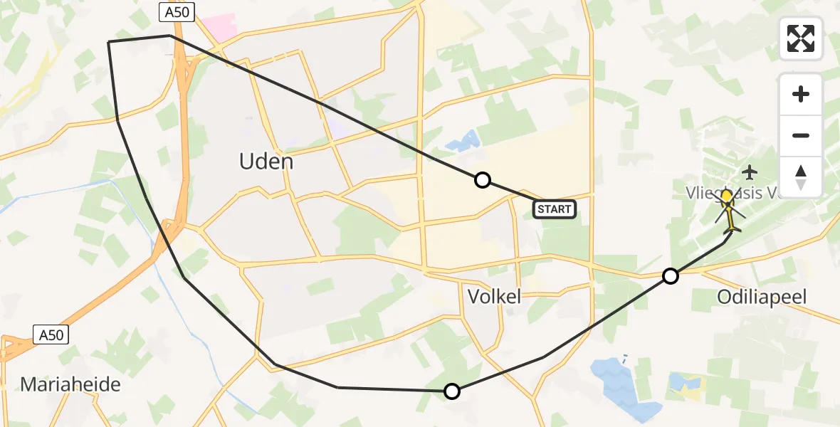 Routekaart van de vlucht: Lifeliner 3 naar Vliegbasis Volkel