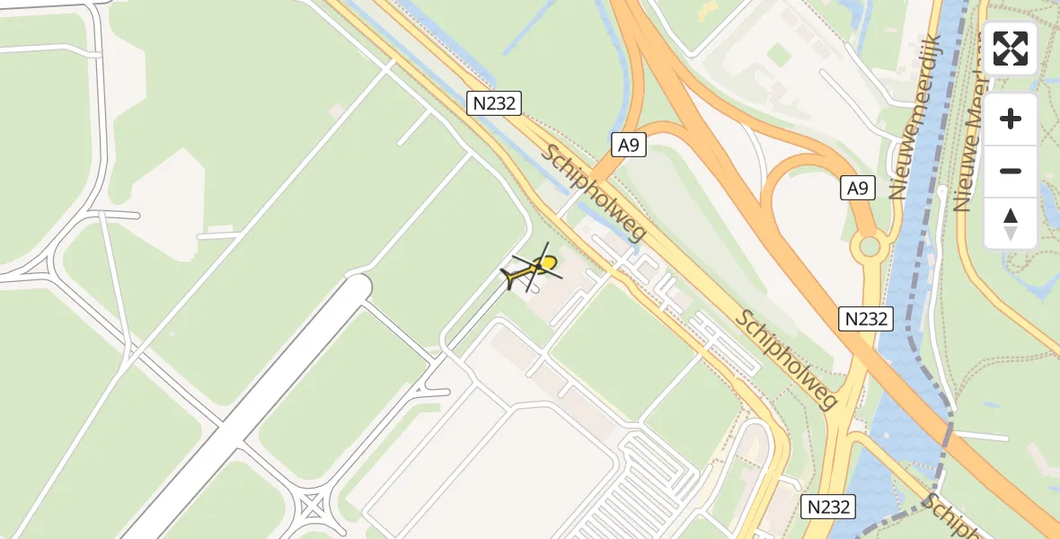 Vluchtroute Politiehelikopter van Schiphol naar Schiphol