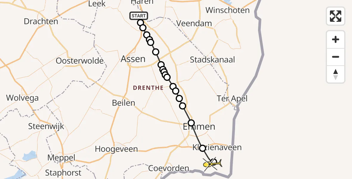Routekaart van de vlucht: Lifeliner 4 naar Weiteveen