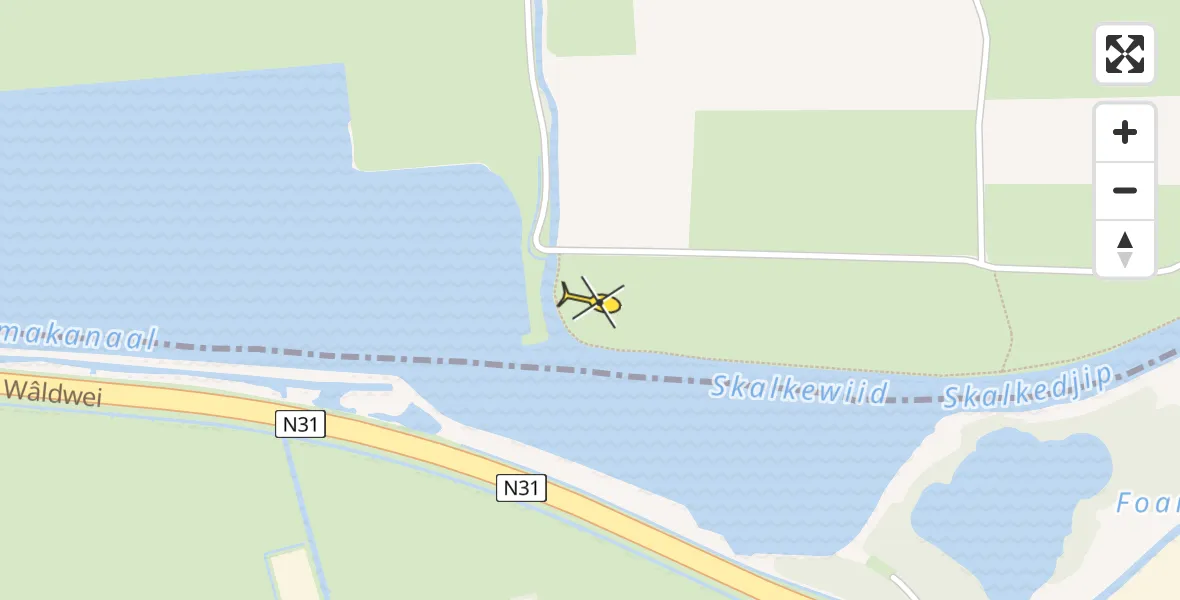 Routekaart van de vlucht: Ambulancehelikopter naar Suwâld