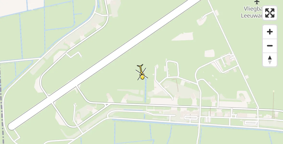 Vluchtroute Ambulancehelikopter van Vliegbasis Leeuwarden naar Vliegbasis Leeuwarden