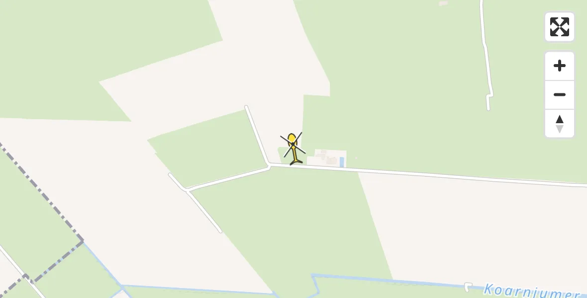 Routekaart van de vlucht: Ambulancehelikopter naar Koarnjum