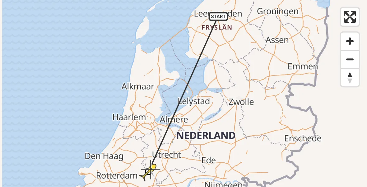 Routekaart van de vlucht: Ambulanceheli naar Lopik