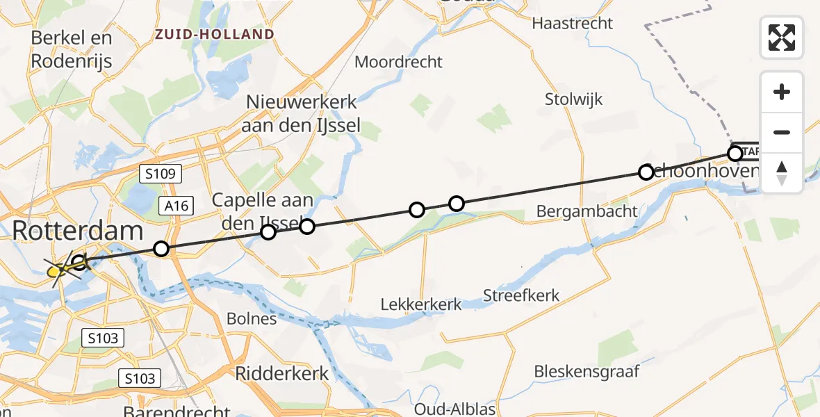 Routekaart van de vlucht: Lifeliner 2 naar Erasmus MC