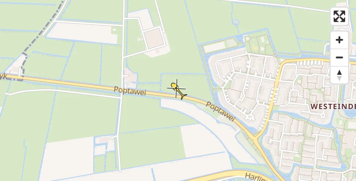 Vluchtroute Ambulancehelikopter van Leeuwarden naar Leeuwarden