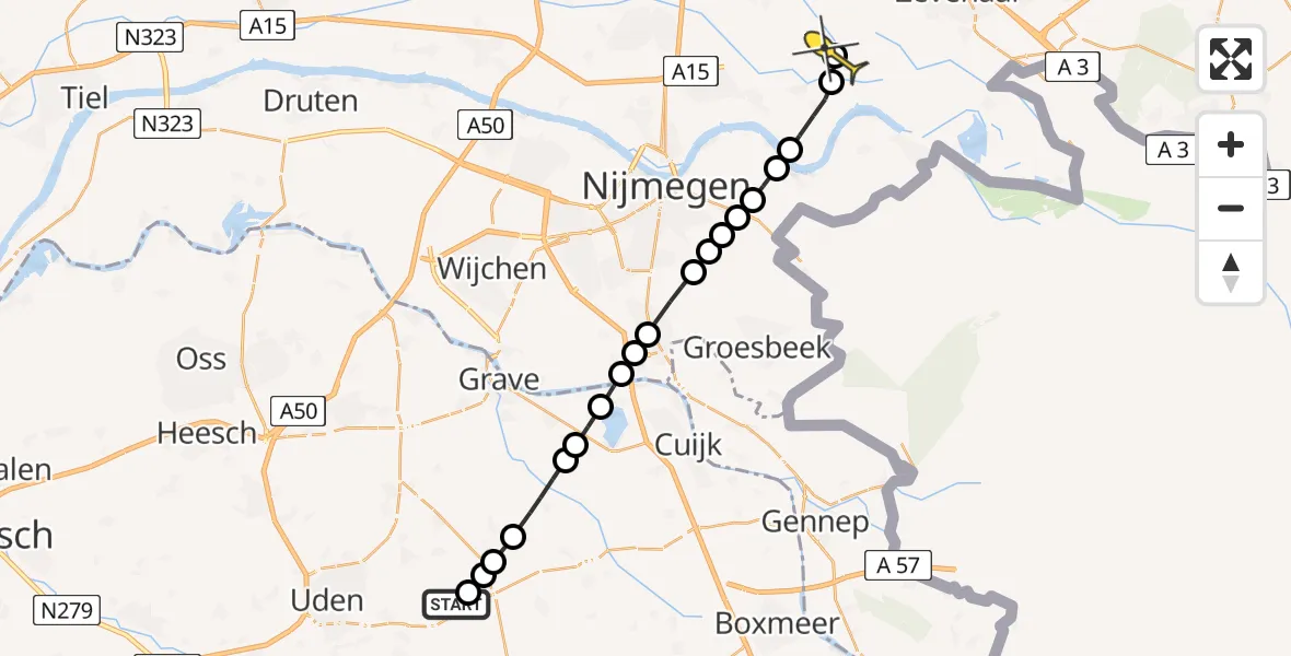 Routekaart van de vlucht: Lifeliner 3 naar Angeren