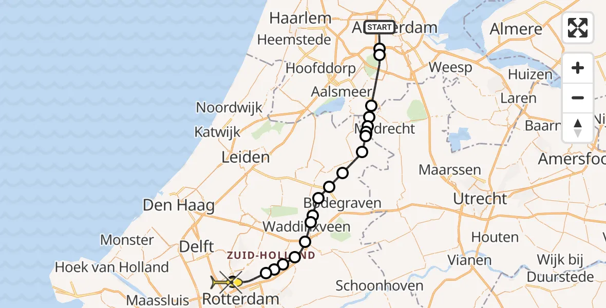 Routekaart van de vlucht: Lifeliner 2 naar Rotterdam The Hague Airport