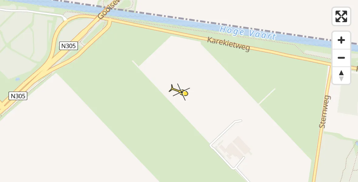 Vluchtroute Ambulancehelikopter van Zeewolde naar Zeewolde