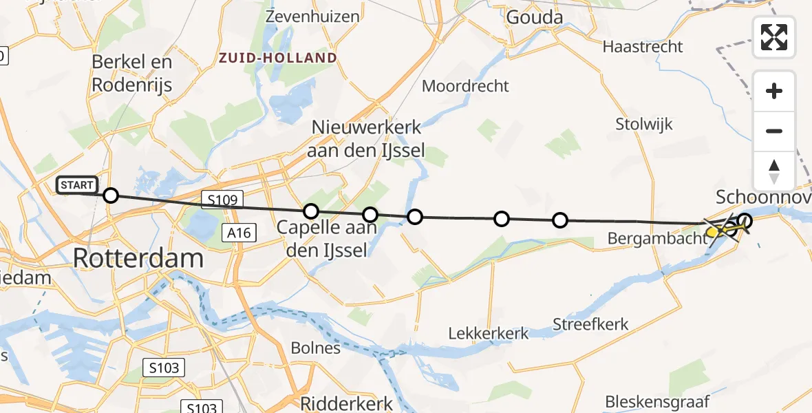 Routekaart van de vlucht: Lifeliner 2 naar Bergambacht